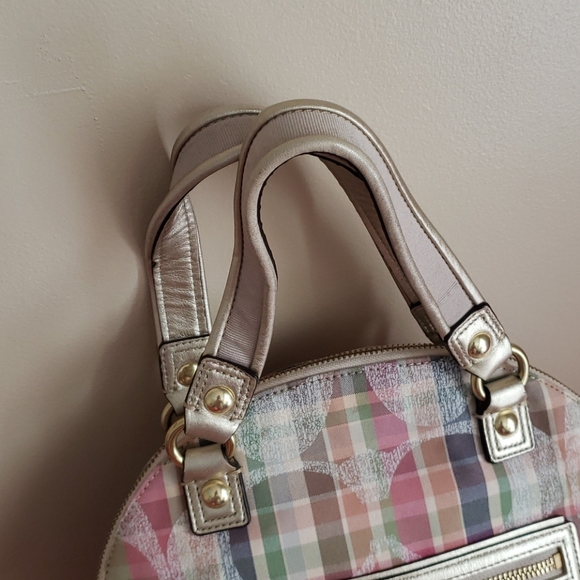 Coach Poppy crossbody satchel 2 way plaid purse - Picture 4 of 14
